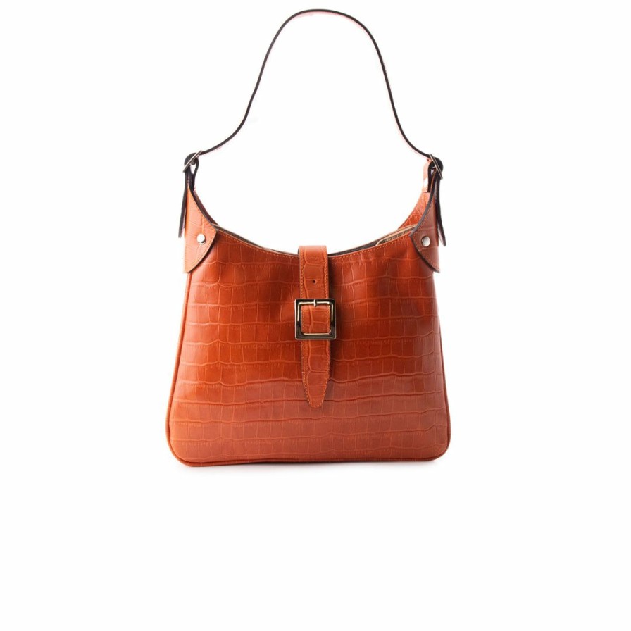 Bags L'Intervalle | L'Intervalle Women Subway Orange Croco Orange Croco/Croco Orange