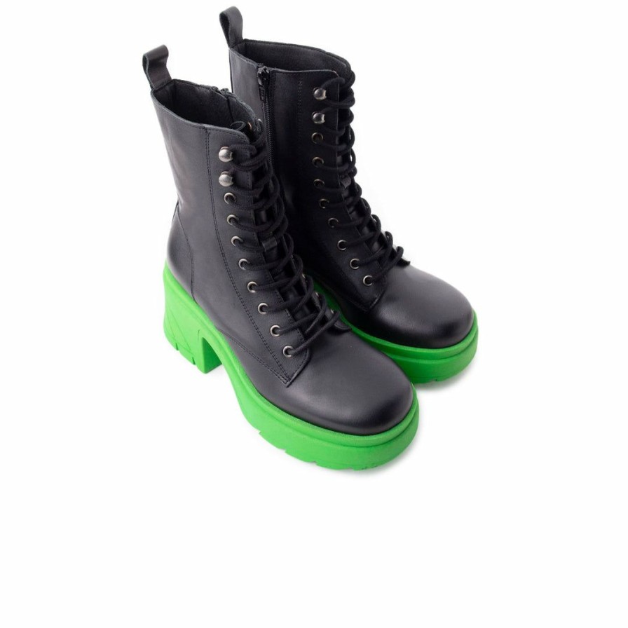 Women L'Intervalle | L'Intervalle Women Romeo Black/Green Leather