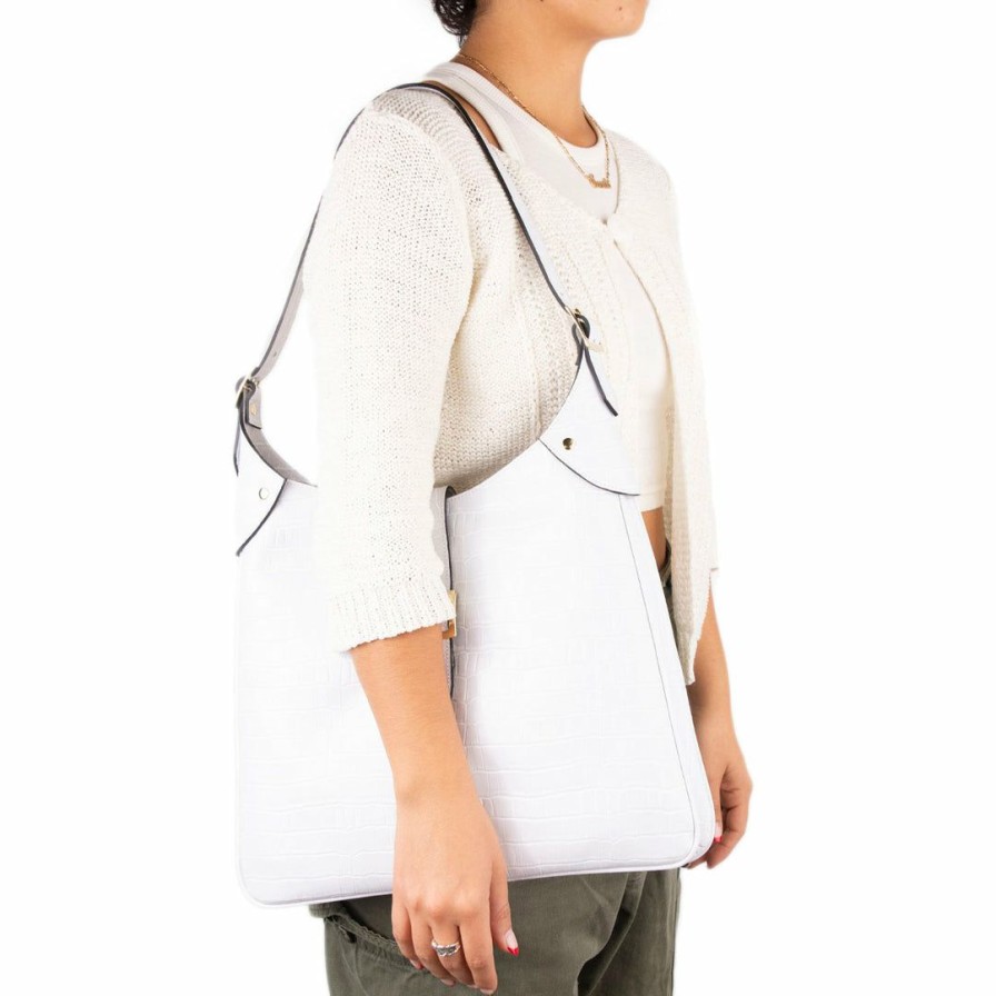 Bags L'Intervalle | L'Intervalle Train White Croco Women White Croco/Croco Blanc