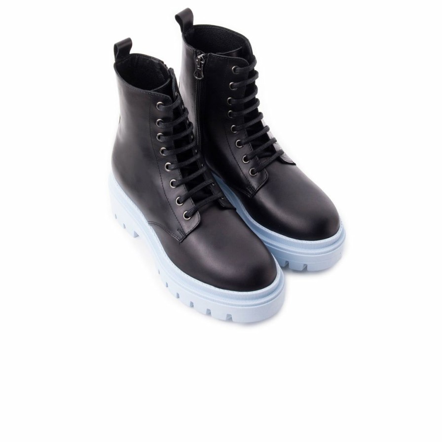 Women L'Intervalle | L'Intervalle Ciudad Black Leather/Blue Sole