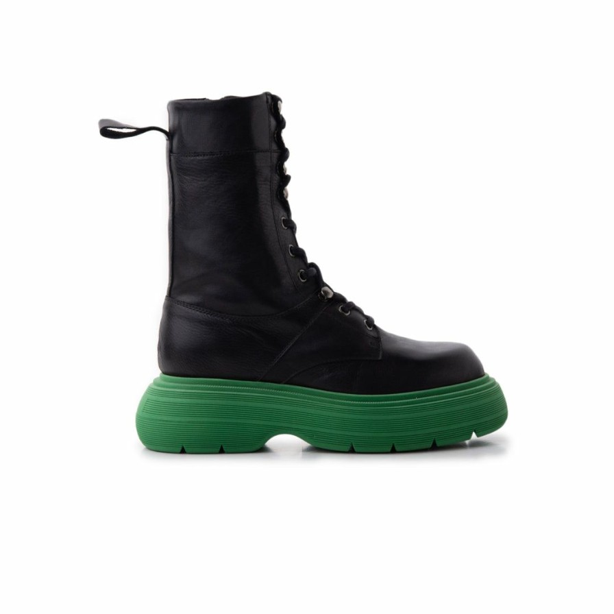 Women L'Intervalle | L'Intervalle Women Armstrong Black Leather/Green Sole