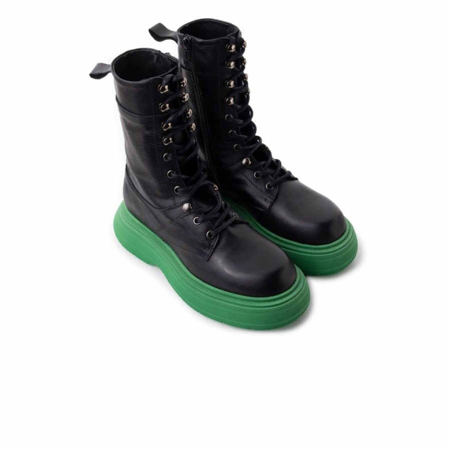 Women L'Intervalle | L'Intervalle Women Armstrong Black Leather/Green Sole