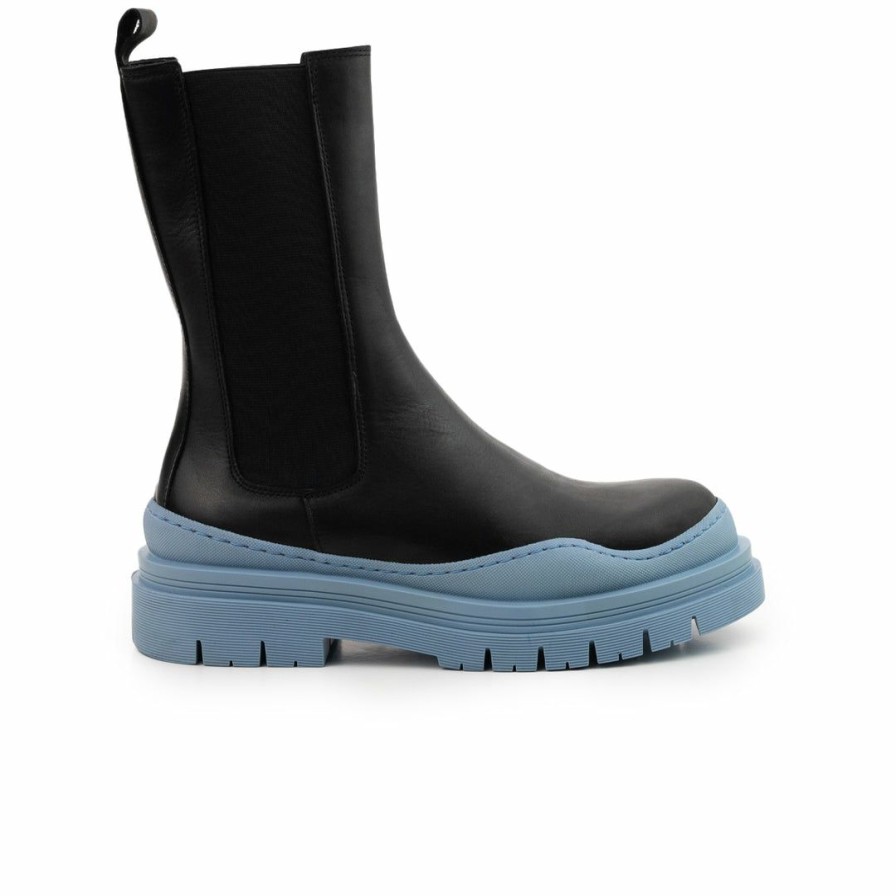 Women L'Intervalle | L'Intervalle Nagano Women Black Leather/Blue Sole