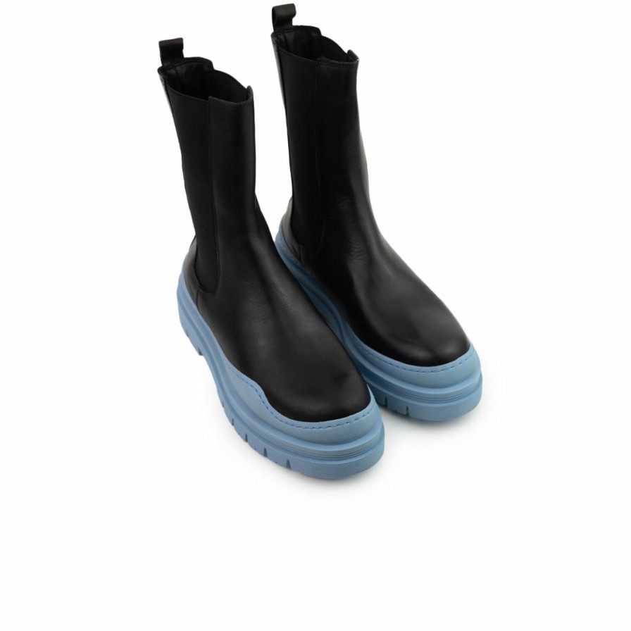 Women L'Intervalle | L'Intervalle Nagano Women Black Leather/Blue Sole