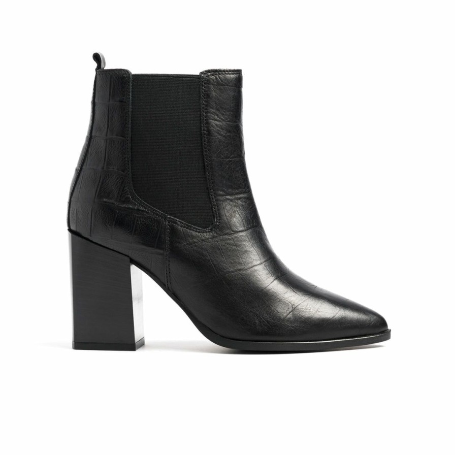 Women L'Intervalle | L'Intervalle Laredo Black Croco Boots Women