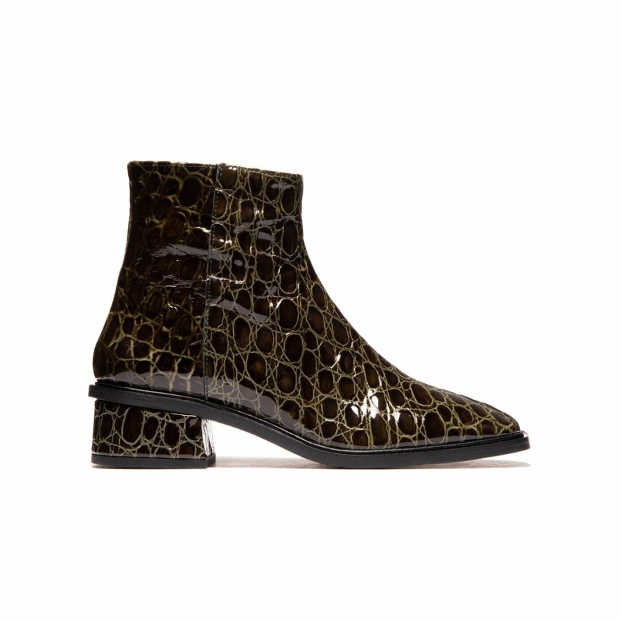 Women L'Intervalle | L'Intervalle Galway Olive Croco Leather